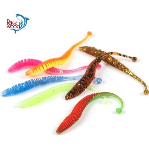 RoseWood 8cm 1g Long Tail Bionic Muddy Fishing Lures Floating Wobbler Worm Silicone Earthworm Ultra Soft Bait Per Pack 10