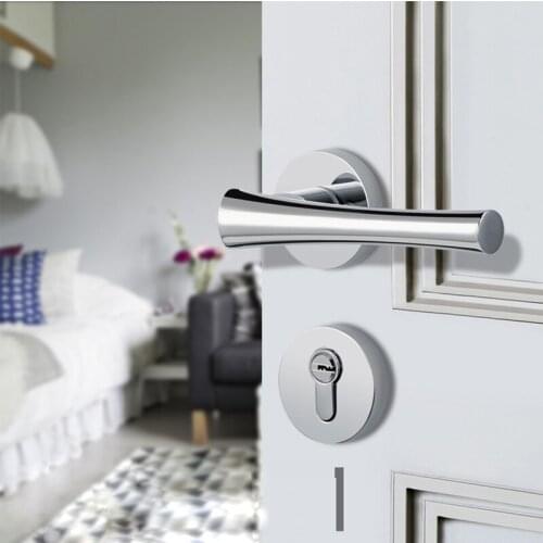 Simple Bedroom Door Handle with Lock Interior Door Handle Lock Cylinder Security Mute Door Lock Keyed Locking Door Accessory