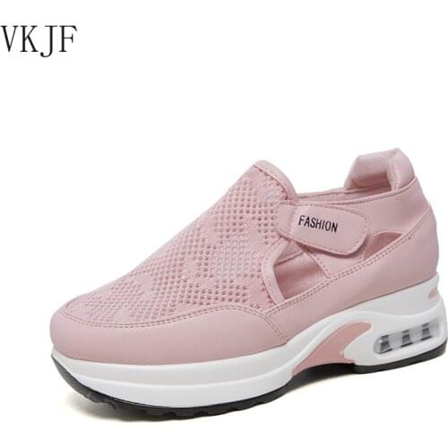 Women Sandals Hook & Loop Wedges Breathable Comfortable Female Summer Shoes Leisure Sneakers Plus Size Ladies Vulcanized Shoes