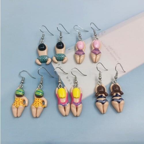 1Pair European Sexy Swimming Girl Drop Earrings For Women Girl Cute Funny Dangle Earring Christmas Gift Fashion Jewelry EC505