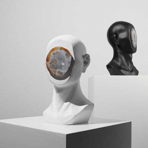 Modern Nordic Character Resin Sculpture With Agate Stone Artwork Sales Hotel Lobby Villa Indoor Desktop Soft Decor Ornaments