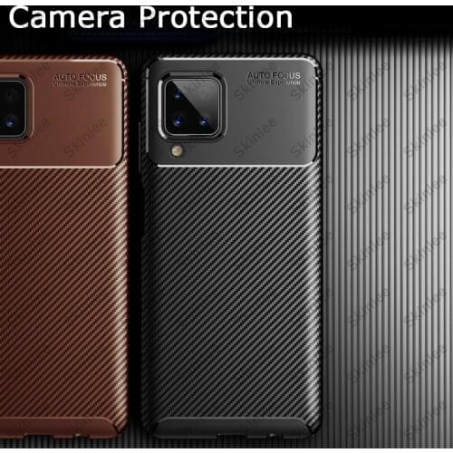 Skinlee Case For Samsung Galaxy A12 Nacho Carbon Fiber Case Shockproof Soft Silicone Phone Case For Samsung A12 Cover