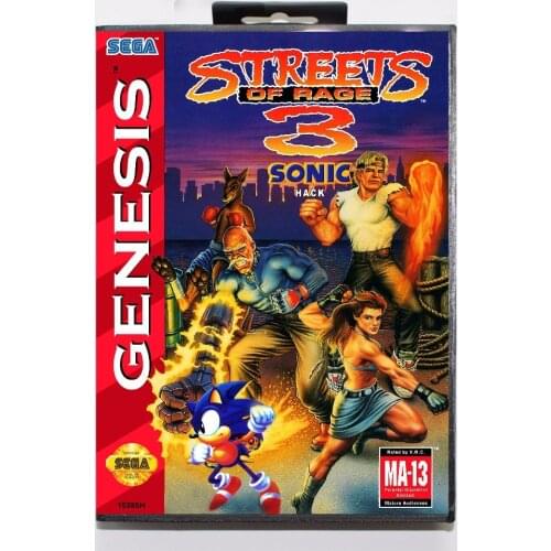 Streets Of Rage 3 Sonic Version NTSC-USA 16 bit MD Game Card With Retail Box Genesis