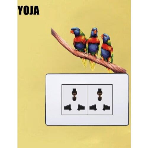 YOJA Pretty Animals Parrot Switch Sticker Decor Living Room Bedroom Wall Personalized Colored 10SS0115