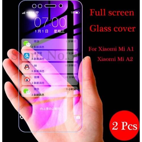 2Pcs/lot Tempered Glass For Xiaomi Mi A1 A2 5X 6X Screen Protector Full Cover Protective Phone Film For Xiaomi Mi A1 A2 Glass