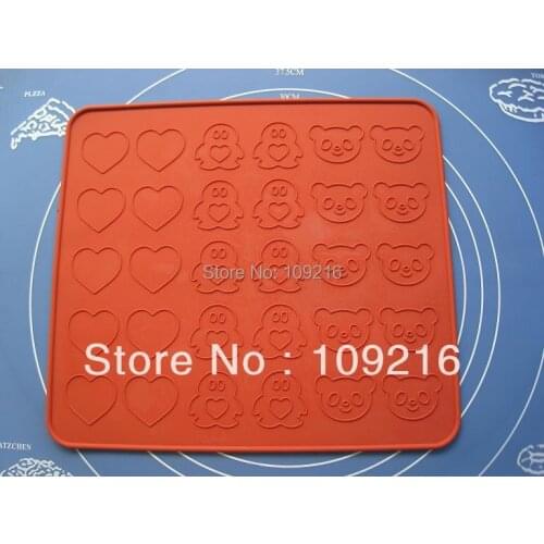 Green Good Quality 100% Food Grade Silicone Macaron/ Dessert 3-style LIttle Love/Bear Head/Penguin Baking Mat