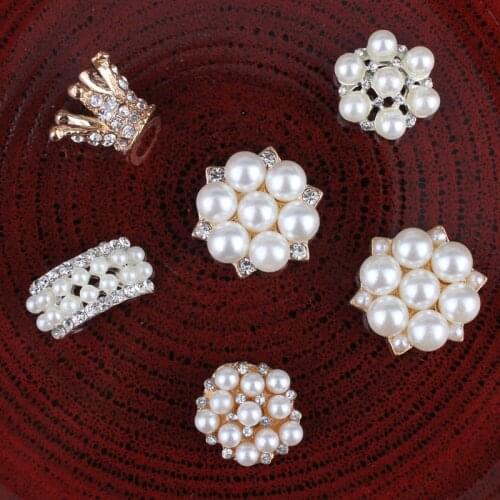 30PCS Vintage Handmade Flower Rhinestone Buttons Bling Flatback Crystal Pearl Decorative Buttons Flower Center Craft Supplies