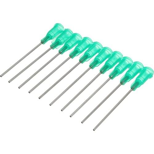 10pcs Green 18Ga Stainless Steel Blunt Dispensing Needles Glue Syringe Needle Tips For DIY Gluing Rhinestones Filling Ink Oil