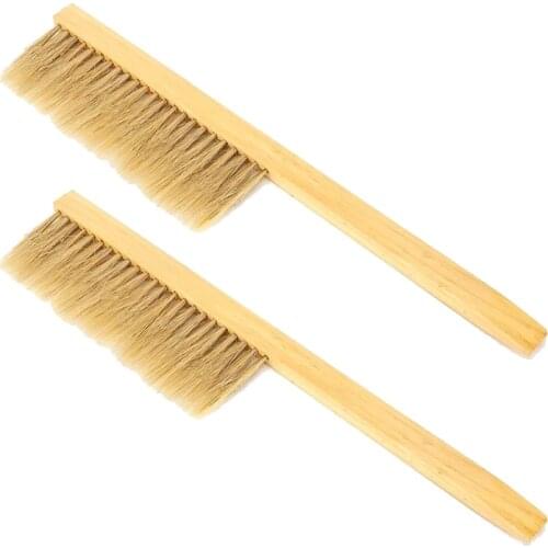 2Pcs Double Row Bee Brush Wood Honey Brush Horse Tail Hair Bee Brush Bee Beekeeping Tools