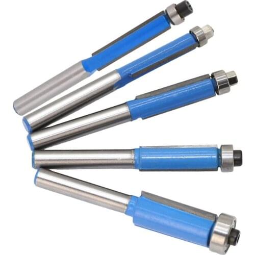 Router Bit Cutting Flush Trim with Bearing 2 Flutes Carbide for Woodworking Milling Cutter Tool 2pcs