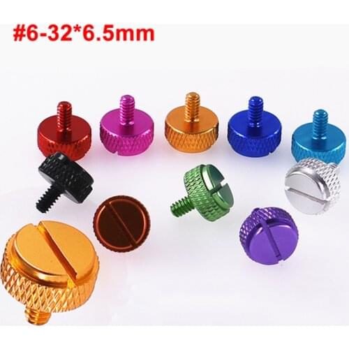 3PCS #6-32*6.5mm UNC Coarse Thread Slotted Knurled Thumb Screws Non-slip Hand-tightened Computer Case Screw Aluminum Alloy