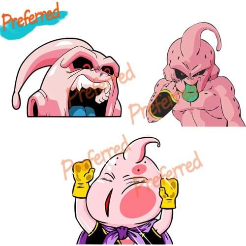3D MAJIN BUU Peeker Anime Funny Decal Motocross Racing Laptop Helmet Trunk Wall Vinyl Car Sticker Die Cutting