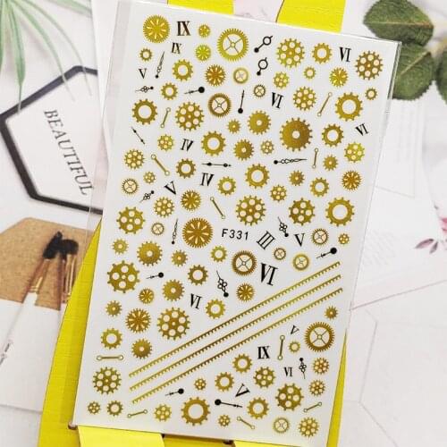 3D Nail Sticker Gear Clock Needle Design Nail Art Decorations Stickers Foil Decals Wraps Manicure Accessories Nails Decoraciones