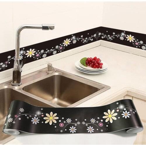 3D Wall Stickers PVC Self-Adhesive Waterproof Wallpaper Borders Kitchen Bathroom Living Room Waistline Kicking Line Home Decor