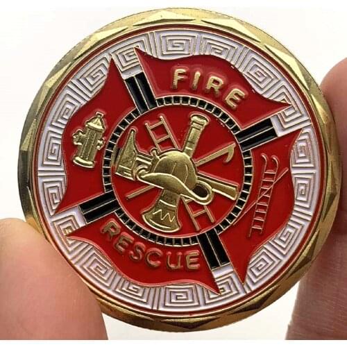 American Firefighter Painted Striped Flag Glory Gold-plated Commemorative Coin Fire Collectible Coin Gift Lucky Challenge Coin