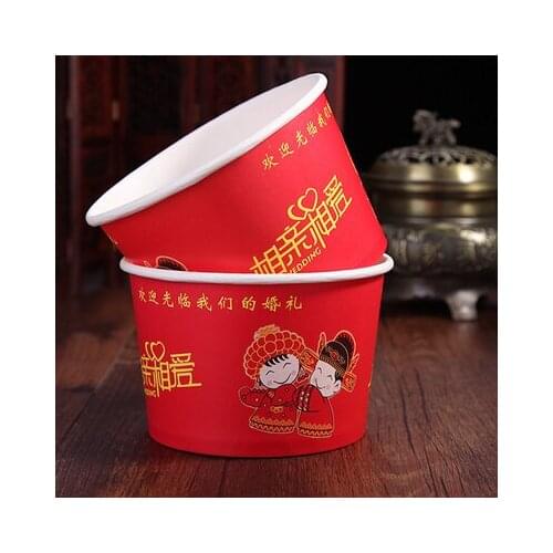 Free shipping 40pcs/lot Chinese style cartoon wedding disposable paper bowl festive supplies