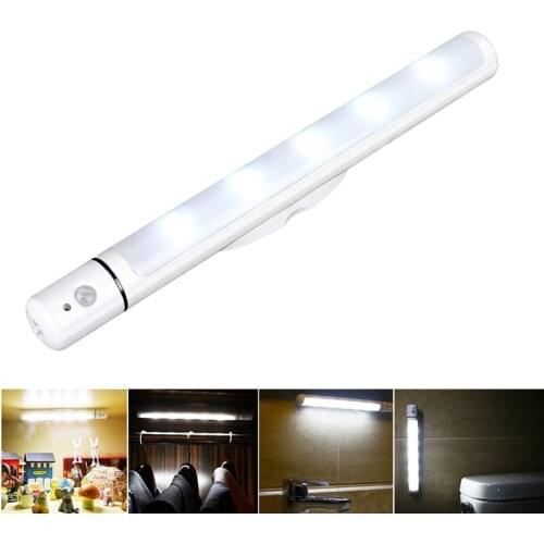 Wireless Battery Power 5 LED PIR Motion Sensor Night Light For Cabinet Closet Wardrobe Garage Stairs Sensor Light Auto/On/Off