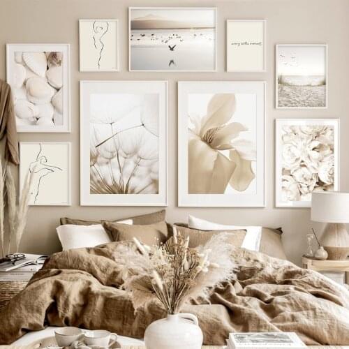 Boho Floral Landsacpe Shell Abstract Sketch Figure Line Canvas Painting Wall Poster Print Picture Living Room Home Decoration