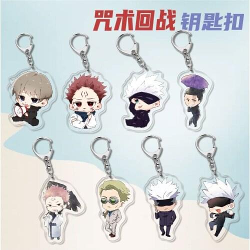 Jujutsu Kaisen Keychain Man Acrylic Key Chain Women Key Holder Cartoon Cute Couples Keyring Anime Key Ring Wedding Alloy Brelok