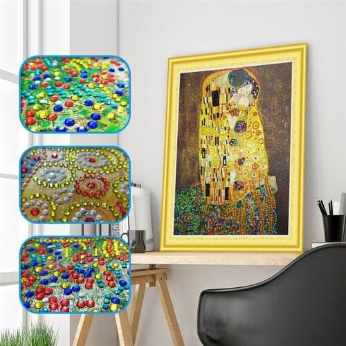 DIY 5D Diamond Painting Shaped Diamond Character Klimt Kiss Rhinestones Portrait Decoration Painting Mosaic Diamond Art