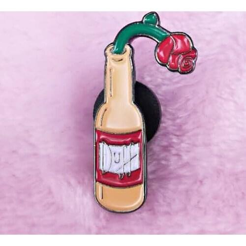 Duff beer rose pin Barneys struggle with alcoholism badge cartoon jewelry