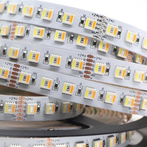 96LEDs/m RGB+CCT 5IN1 Flexible LED Strip Light RGB+White+Warm White 5050 SMD Dual White Temperature Adjustable 12MM PCB DC 24v