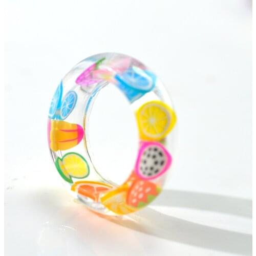 JF032 9 Style Transparent Resin Colorful Rings Dried Flowers Bague Valentines Day Gift For Girls