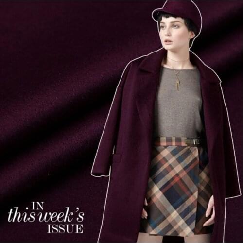 High-end export Italian jam purple cashmere fabric winter coat wool fabric thick coat cashmere wool fabric cashmere cloth