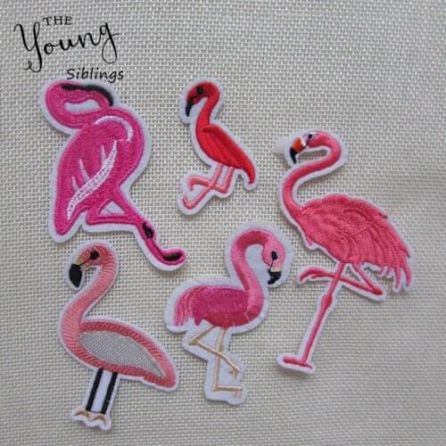 Hot Brand New Flamingo Multi-design Embroidered Iron on Patches for Clothing Bags DIY Stripes Clothes Stickers Custom Badges