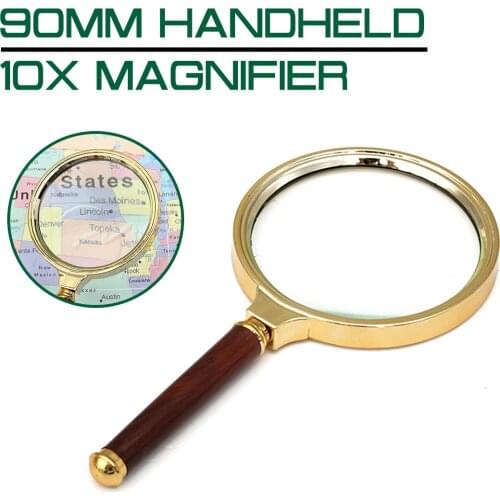 90mm Handheld 10X Magnifier Magnifying Glass Lens Loupe Jewelry Reading Magnification