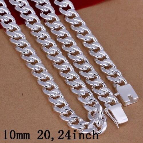 Mens20-24,,.50cm'' 60 cm 10 mm Sterling Silver color N925 necklace 115 g solid chain snake n011 gift bags
