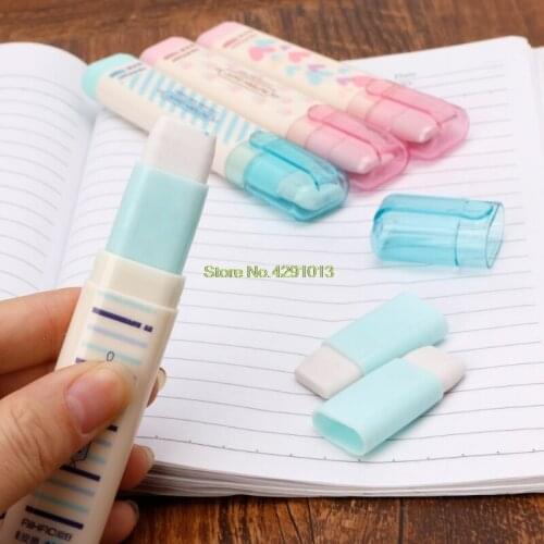 Cute Kawaii Heart Flower Rubber Erasers Lovely Stripe Pencil Eraser For Kid Gift Drop Shipping Support