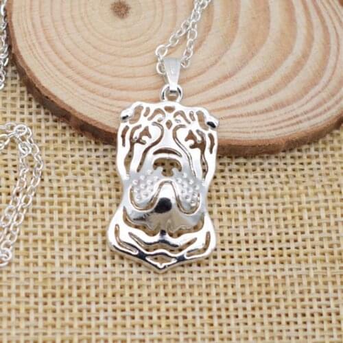 Trendy Chinese Shar Pei Animal Necklace Fashion Pet Dog Jewelery Cute Pendant Necklace for Women Collar Accessories Punk