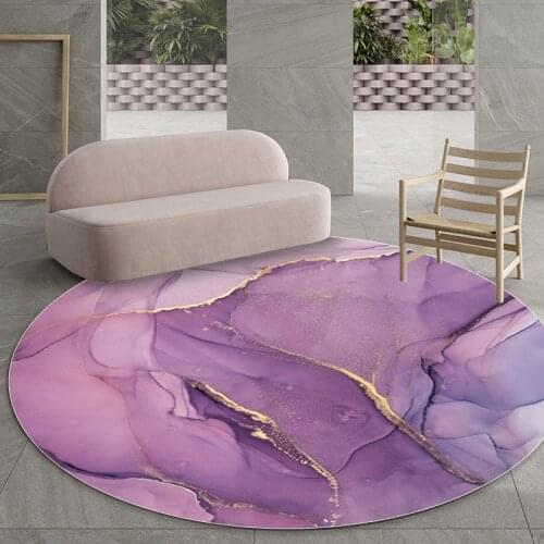 Fashion Modern Nordic Beautiful Purple Gold Watercolor Living Room Bedroom Hanging Basket Chair Round Floor Mat Carpet