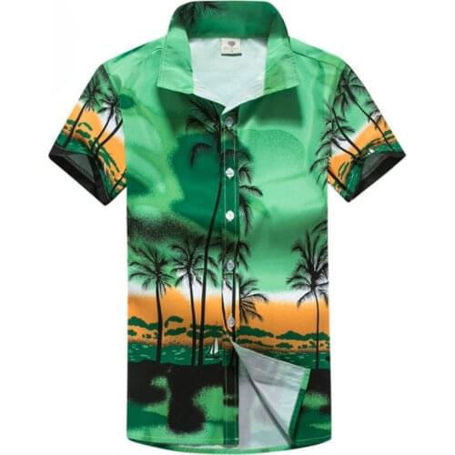 Mens Beach Shirt Aloha Hawaiian Shirt Men Short Sleeve Palm Tree Printing Shirts Summer Quick Drying Shirts Part Surfing Holiday