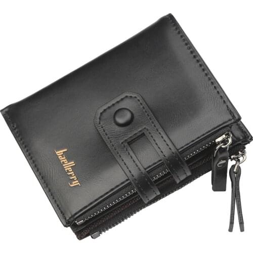 Name Engraving Men Wallets Leather Double Zipper Card Holder Short Male Purse Coin Pocket Vintage Brand High Quailty Men Wallets