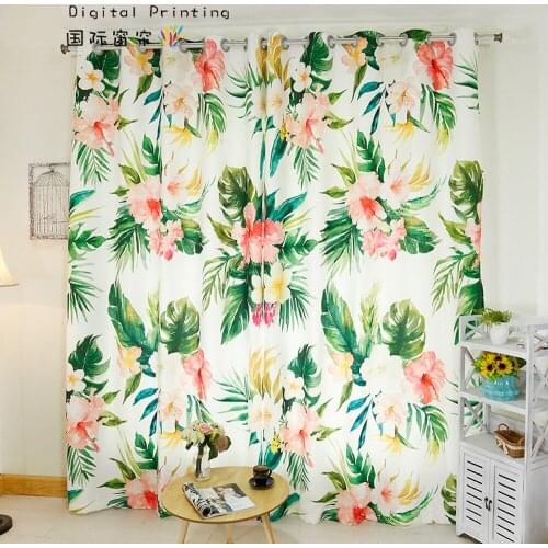 Custom Made 2x Window Drapery Curtain French Window Dressing Tulle Grommet Hook 200x260cm Flower Floral Palm Leaves Rainforest