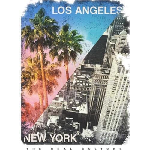 Patches Ny And La Pictures Stripe Clothing Stickers Diy T-Shirt Washable Eco-Friendly Stickers Patch Iron On T-Shirt Jeans
