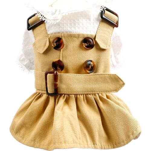 New Spring Dog Dresses Khaki Princess Dog Jacket Dog Coat Pet Apparel XS S M L XL
