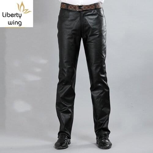New Fashion Male Genuine Leather Pant 2020 Autumn High Street Straight Loose Classic Trouser Biker Soft Pantalon Man Plus Size