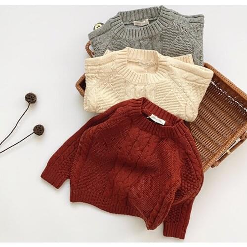 Autumn Kids Knitting Coat Baby Girls Boys Pullover Sweaters Baby Girls Boys Winter Solid Color Long Sleeves Knitting Clothes