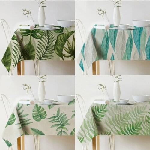 Palm Leaf Rectangular Tablecloth Print Waterproof Tablecloth Linen Polyester Kitchen Dining Table Cover Nordic Decor Tablecloth