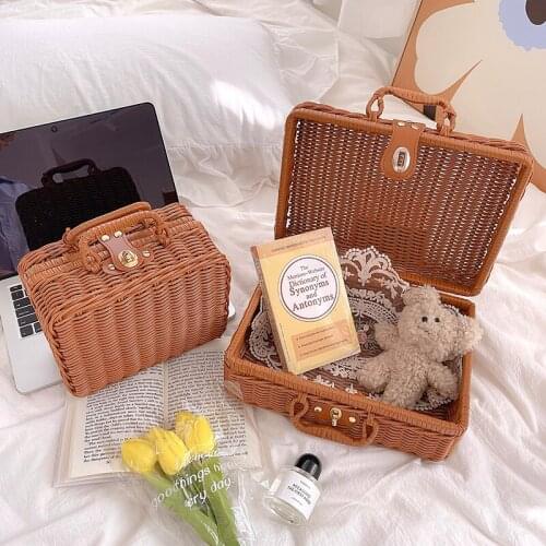 Cutelife Rattan Woven Flower Storage Basket With Lid Bath Kitchen Decorative Baskets Cosmetics Wedding Fruit Picnic Bread Basket