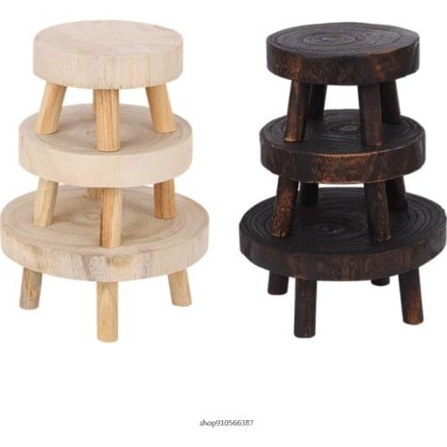 Printed Solid Wood Stool Flower Pot Stand Round Bench Plant and Succulent Flowerpot Base Holder Display Stand Stool Home ly15 21