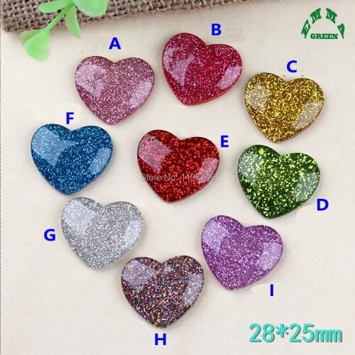 Heart Charms for kids Bling Charms Resin Charms for slime 10pcs Flatback Cabochons for Phone Cases or diy Scrapbooking Charms