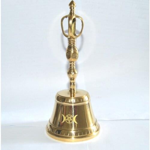 Magic ceremony three-phase moon moon rattle pure brass altar ornaments bells wizard bell Wicca wicca