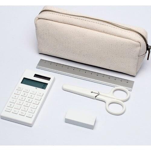 Cotton canvas simple large capacity boy and girl small fresh pencil case