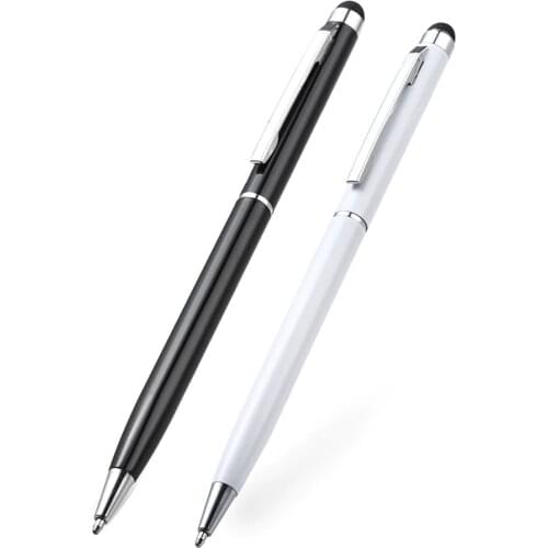1 PC 2in1 Capacitive Touch Screen Stylus & Ballpoint Pen For Mobile Phone Black Material Escolar for school
