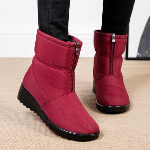 Warm winter boots women shoes 2021 new zip rain ankle boots waterproof shoes women snow boots fashion solid mother shoes ladies