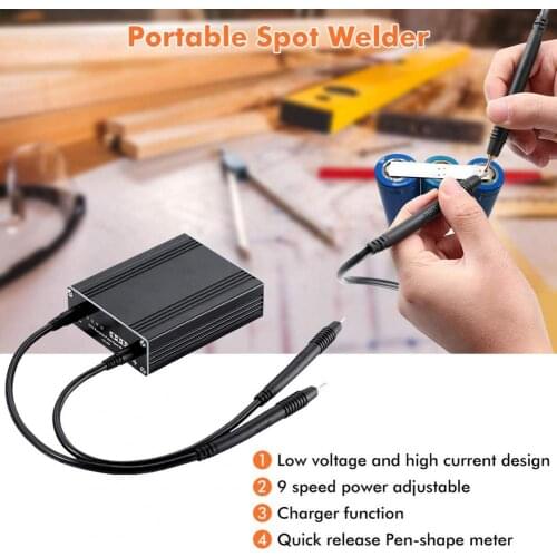 Spot-welder 9 Levels Power Good Conductivity Aluminium Alloy Shell Handheld Precise Spot Welding Machine for 18650 Battrery